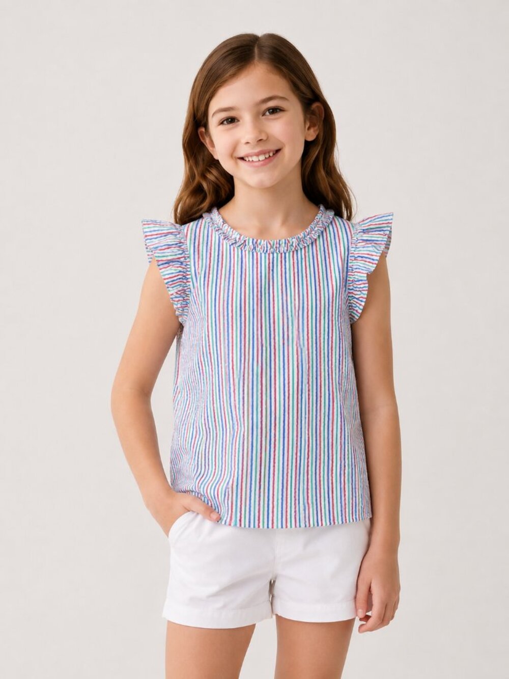 CrewCuts SeaeSucker Stripe Sleeveless Blouse size 12